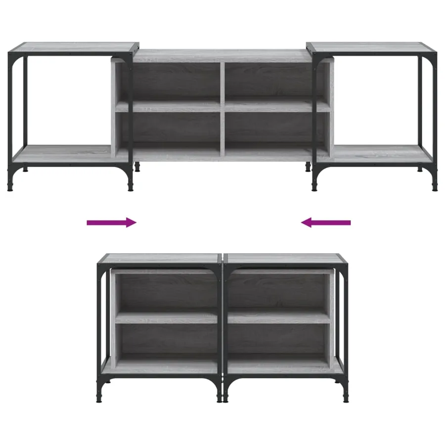 Meuble TV sonoma gris 153x37x50 cm bois d'ingénierie - 7