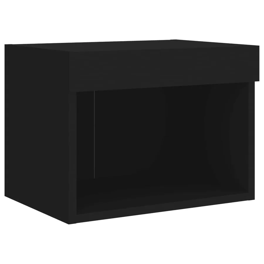 Table de chevet murale avec lumières LED noir - 6
