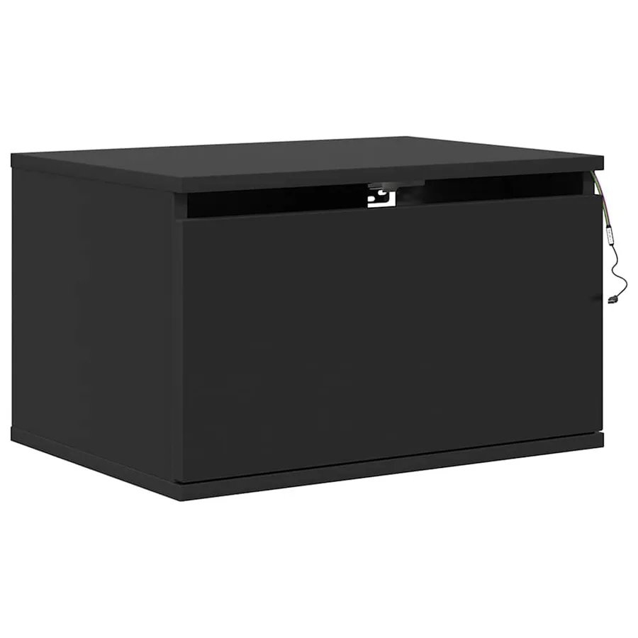 Table de chevet murale avec lumières LED noir - 3