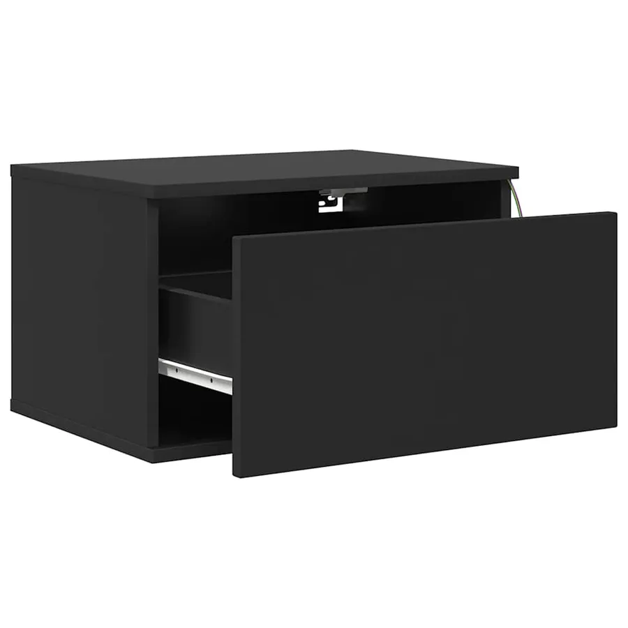 Table de chevet murale avec lumières LED noir - 6