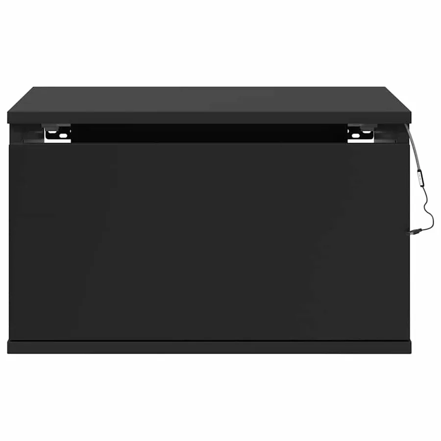 Table de chevet murale avec lumières LED noir - 7