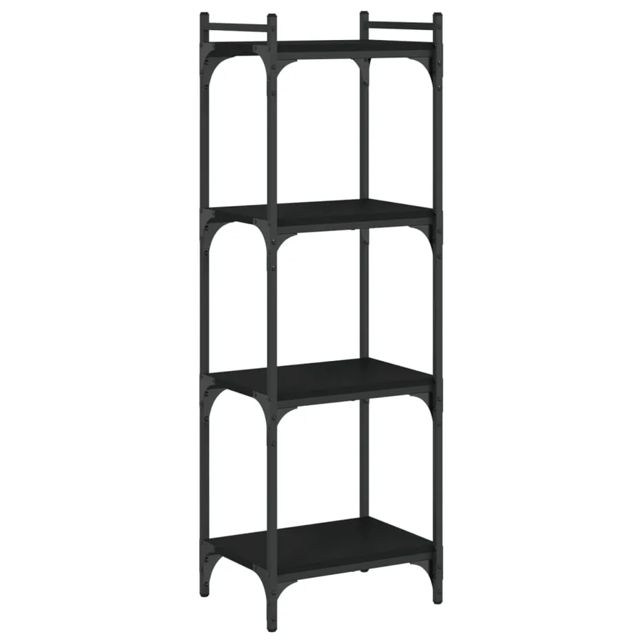 Bibliothèque à 4 niveaux noir 40x30x120 cm bois d'ingénierie - 2