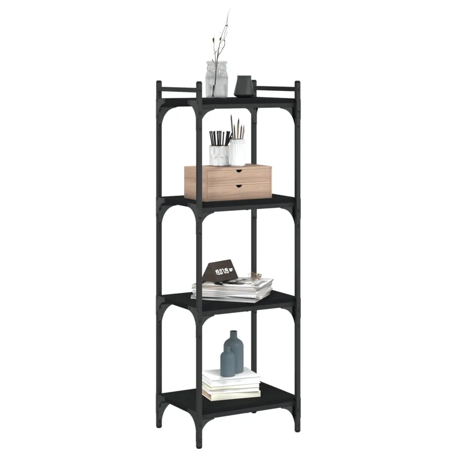 Bibliothèque à 4 niveaux noir 40x30x120 cm bois d'ingénierie - 3