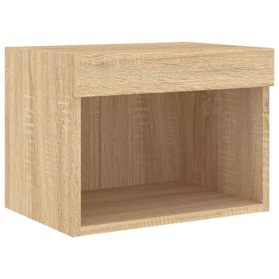 Table de chevet murale avec lumières LED chêne sonoma - 6
