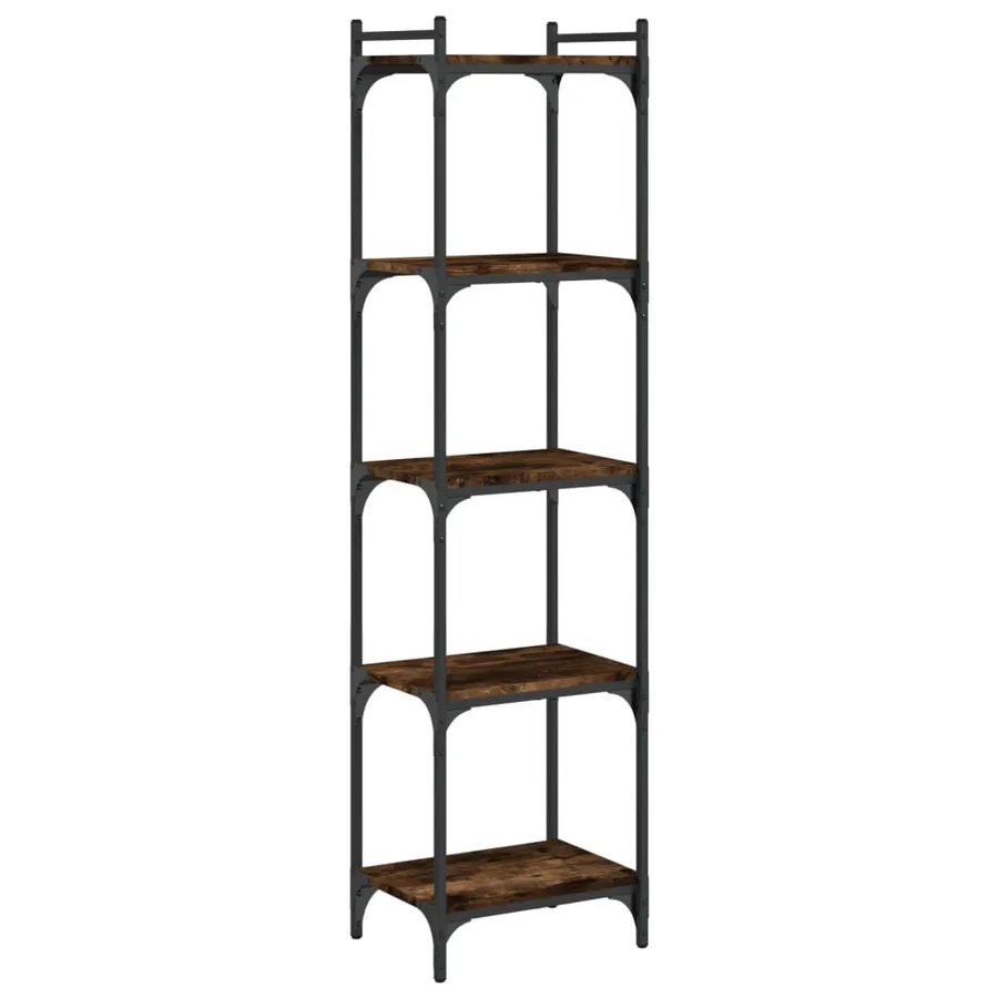 Bibliothèque 5 niveaux chêne fumé 40x30x154cm bois d'ingénierie - 2