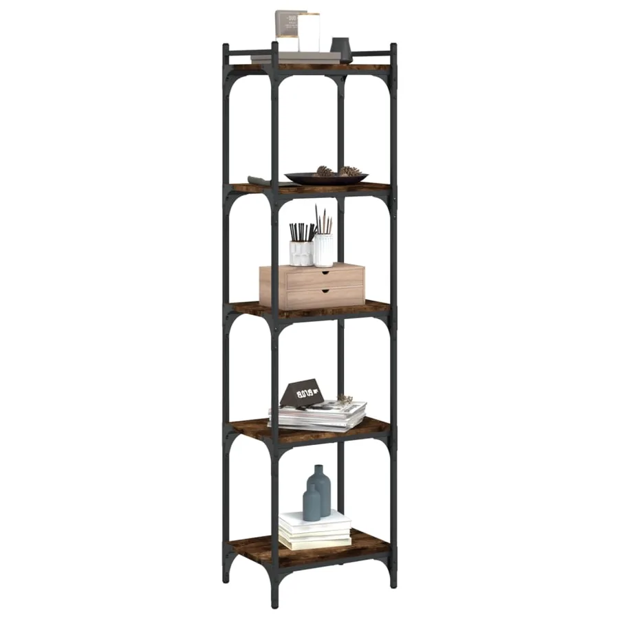 Bibliothèque 5 niveaux chêne fumé 40x30x154cm bois d'ingénierie - 3