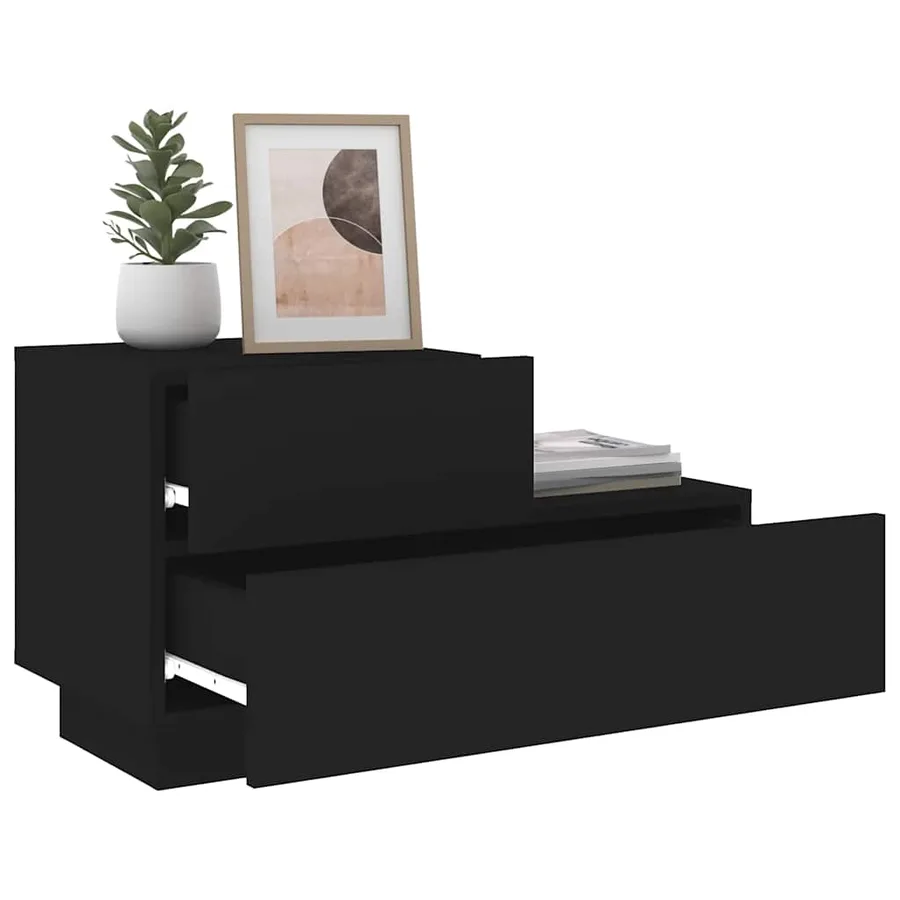 Table de chevet avec lumières LED noir 70x36x40,5 cm - 4