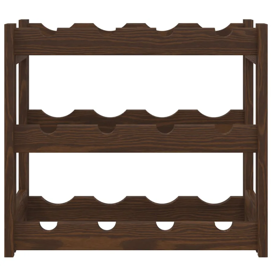 Casier à bouteilles pour 12 bouteilles marron bois pin solide - 3