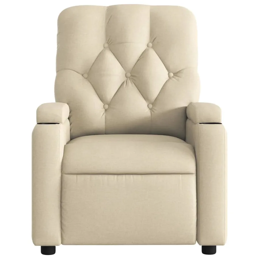 Fauteuil inclinable de massage crème tissu - 7