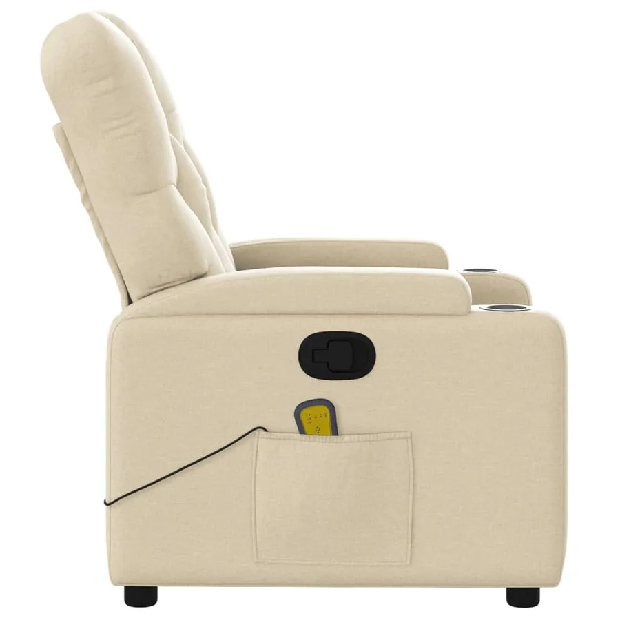 Fauteuil inclinable de massage crème tissu - 8