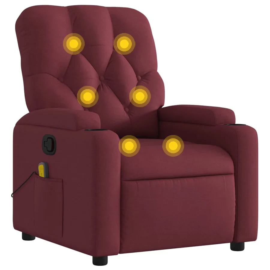 Fauteuil de massage inclinable Rouge bordeaux Tissu - 2