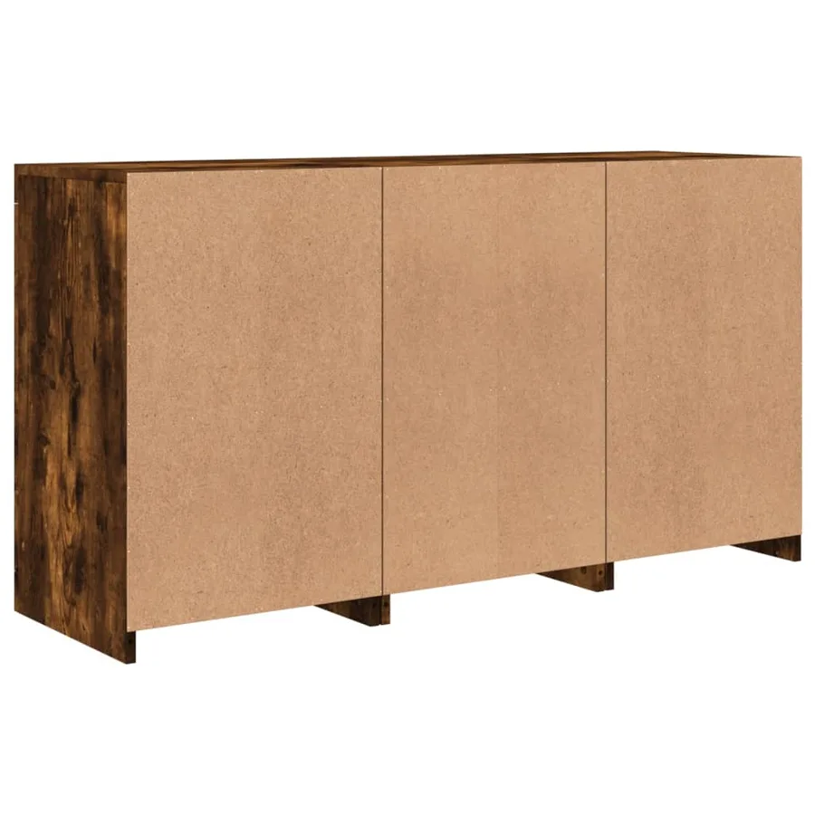 Buffet avec lumières LED chêne fumé 123x37x67 cm - 8