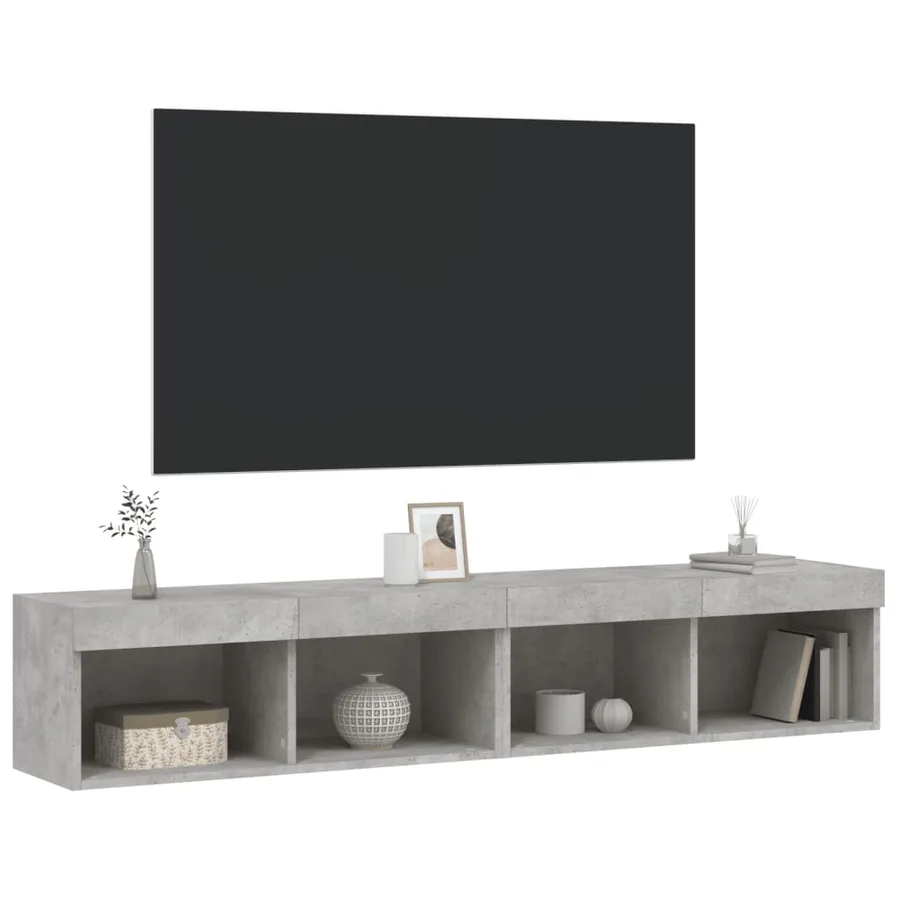 Meubles TV avec lumières LED 2 pcs gris béton 80x30x30 cm - 6