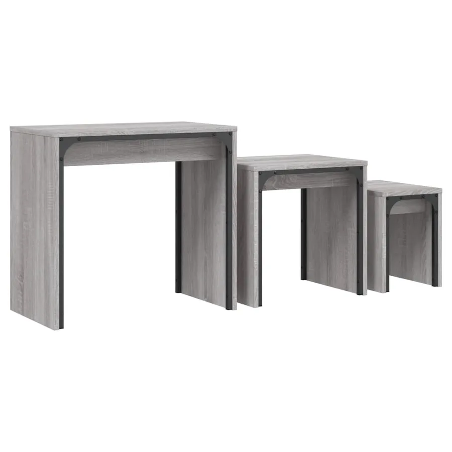 Tables basses gigognes 3 pcs sonoma gris bois d'ingénierie - 2