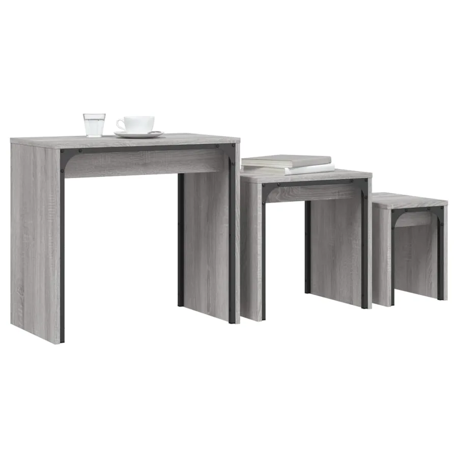 Tables basses gigognes 3 pcs sonoma gris bois d'ingénierie - 3