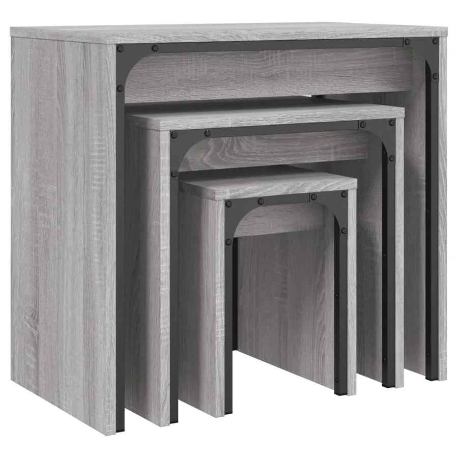 Tables basses gigognes 3 pcs sonoma gris bois d'ingénierie - 4
