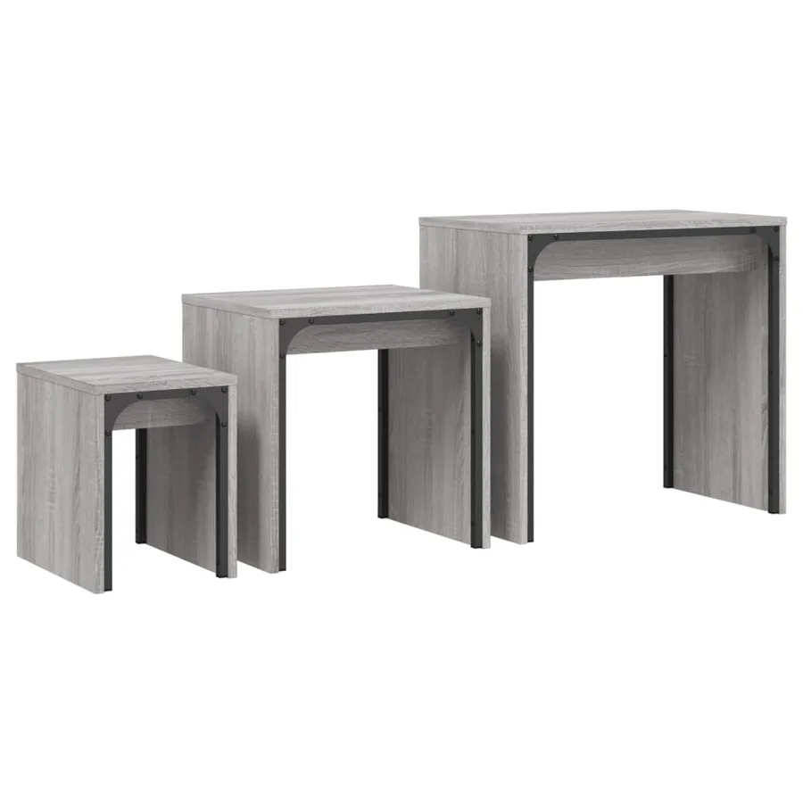 Tables basses gigognes 3 pcs sonoma gris bois d'ingénierie - 7