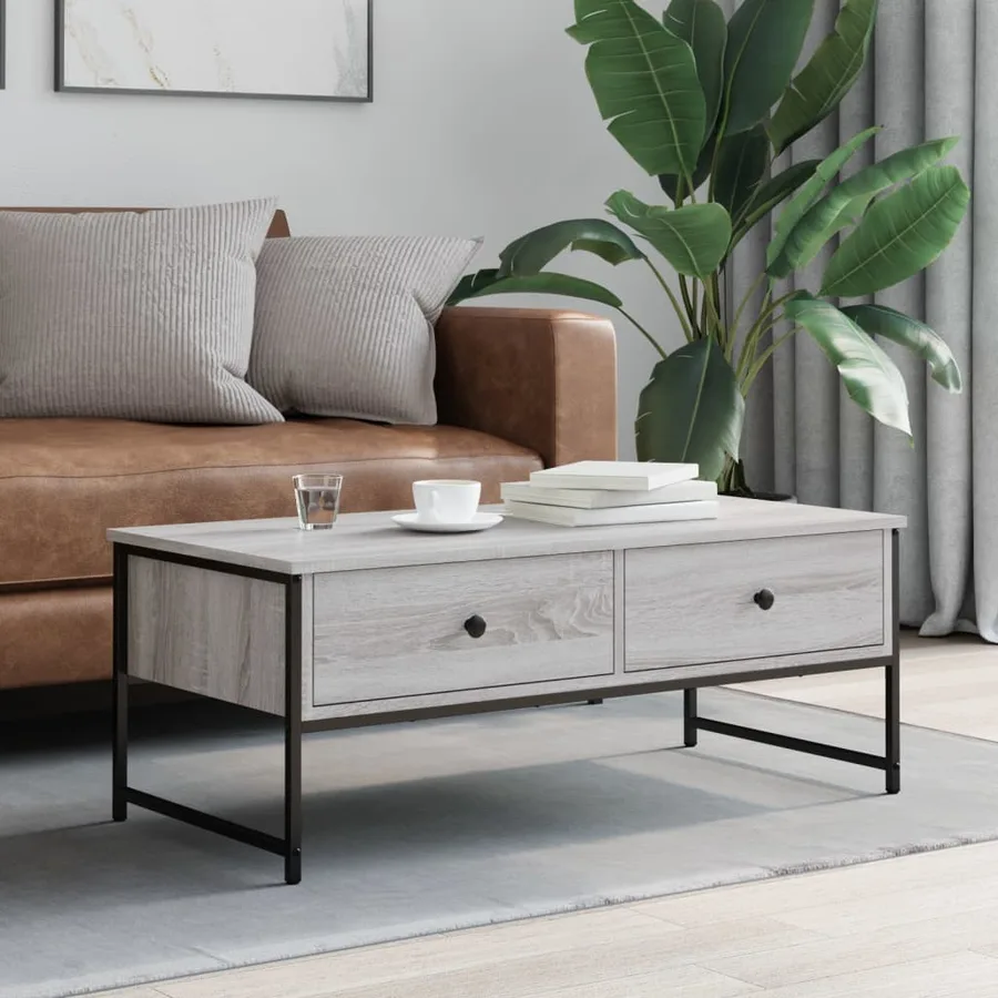 Table basse sonoma gris 101x49x39,5 cm bois d'ingénierie - 3