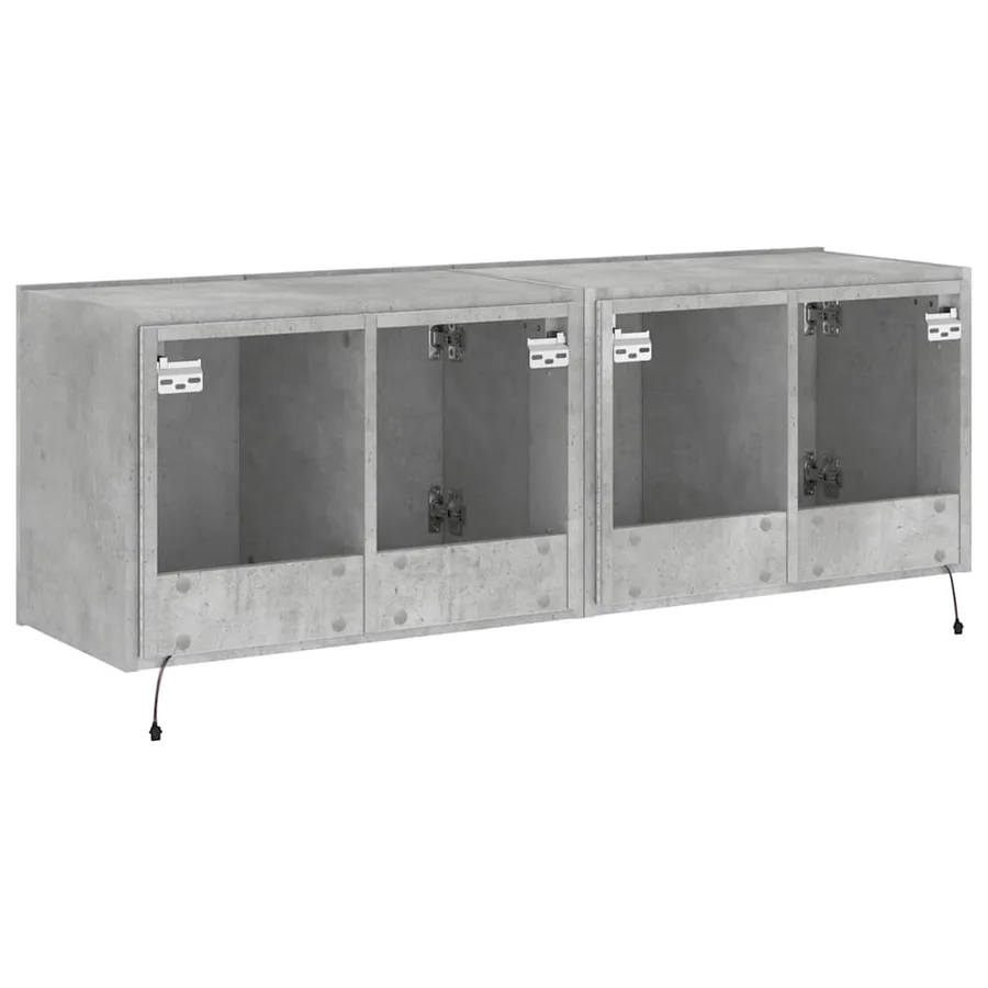 Meubles TV muraux et lumières LED 2pcs gris béton 60x35x41 cm - 10