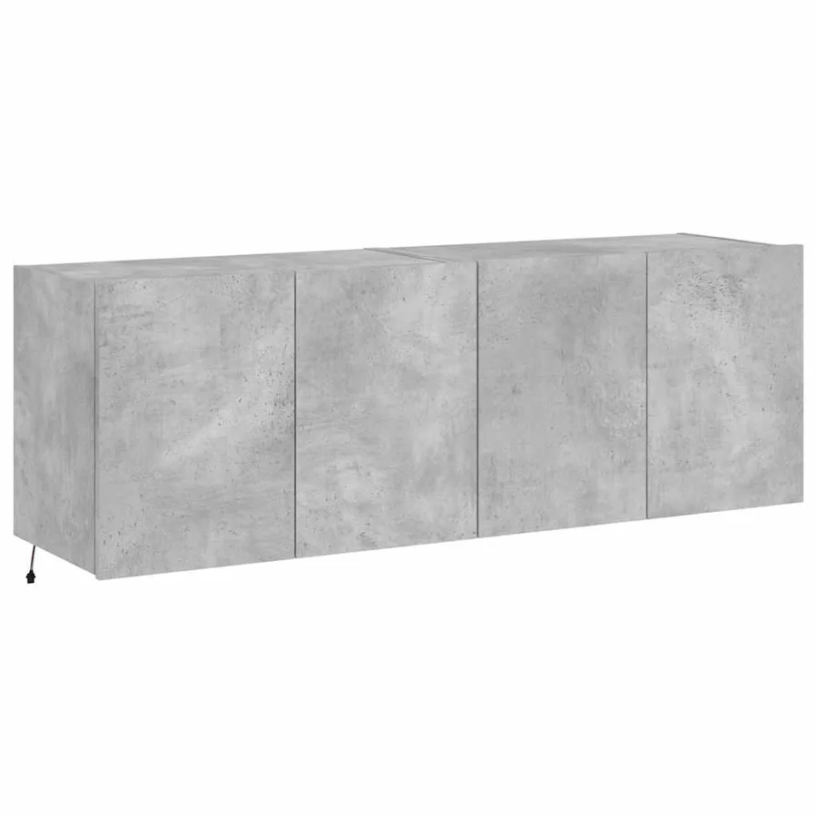 Meubles TV muraux et lumières LED 2pcs gris béton 60x35x41 cm - 3