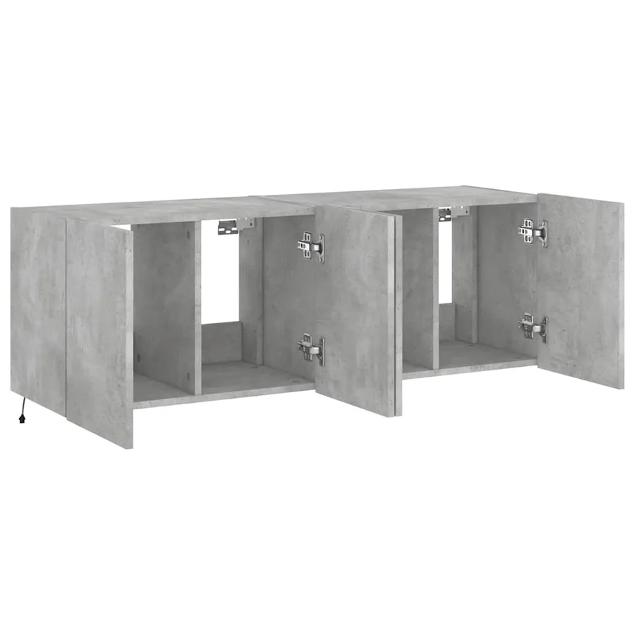 Meubles TV muraux et lumières LED 2pcs gris béton 60x35x41 cm - 7