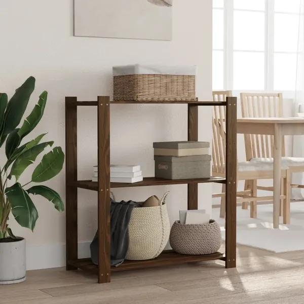Support de rangement à 3 niveaux marron 80x38x90 cm bois de pin