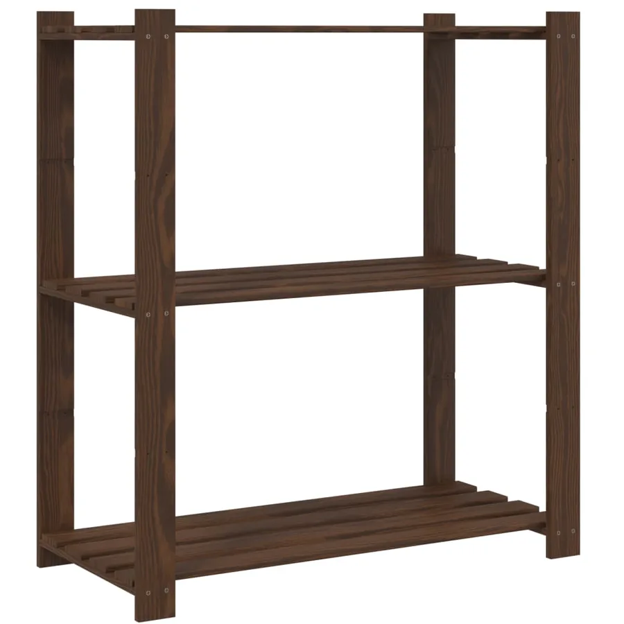 Support de rangement à 3 niveaux marron 80x38x90 cm bois de pin - 2