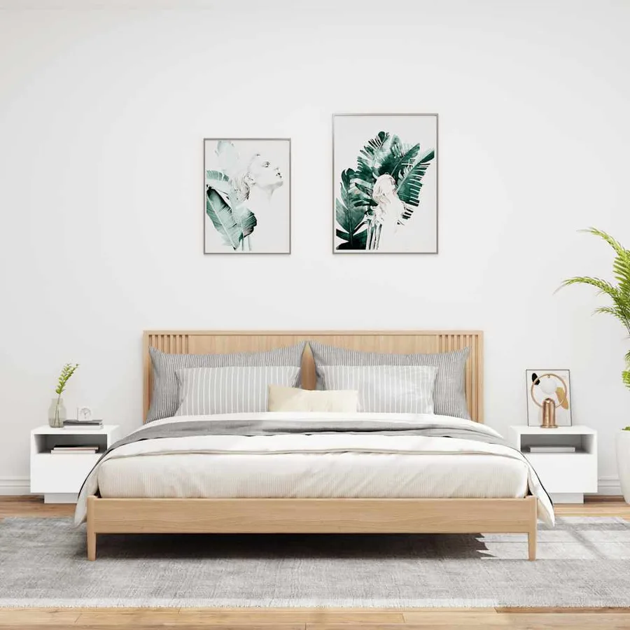 Armoires de chevet avec lumières LED 2 pcs blanc 40x39x37 cm - 3