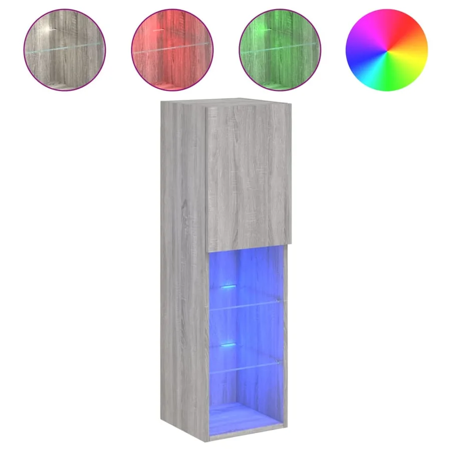 Meuble TV avec lumières LED sonoma gris 30,5x30x102 cm - 2