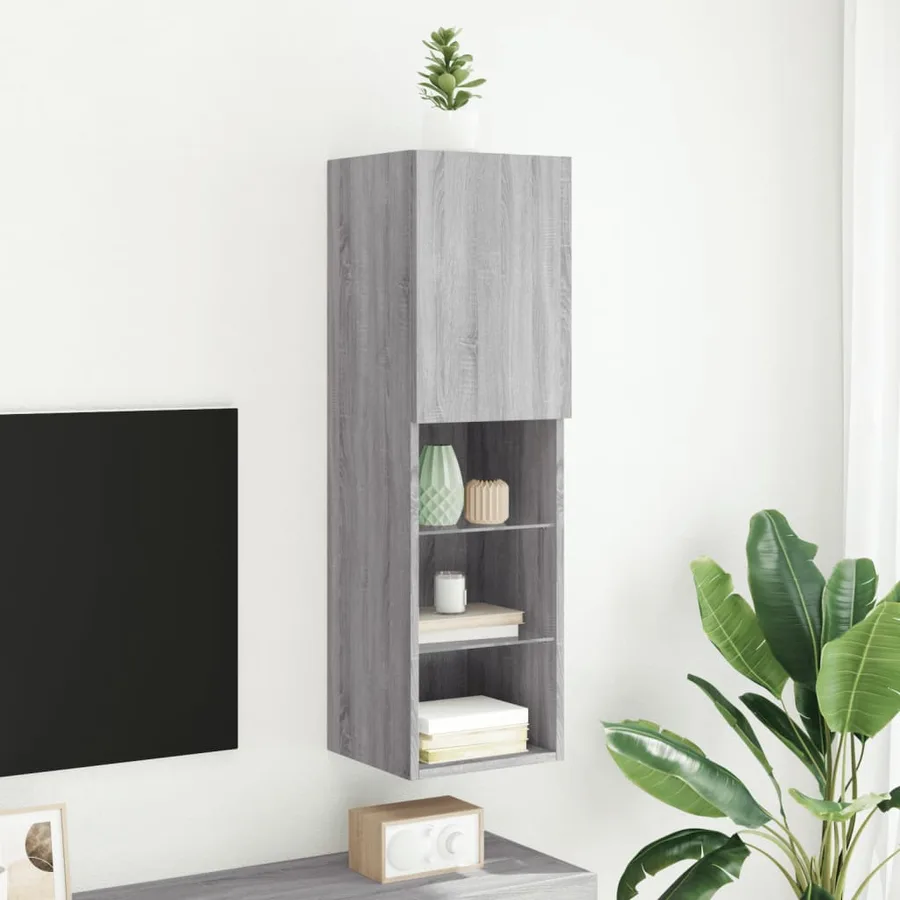 Meuble TV avec lumières LED sonoma gris 30,5x30x102 cm - 4