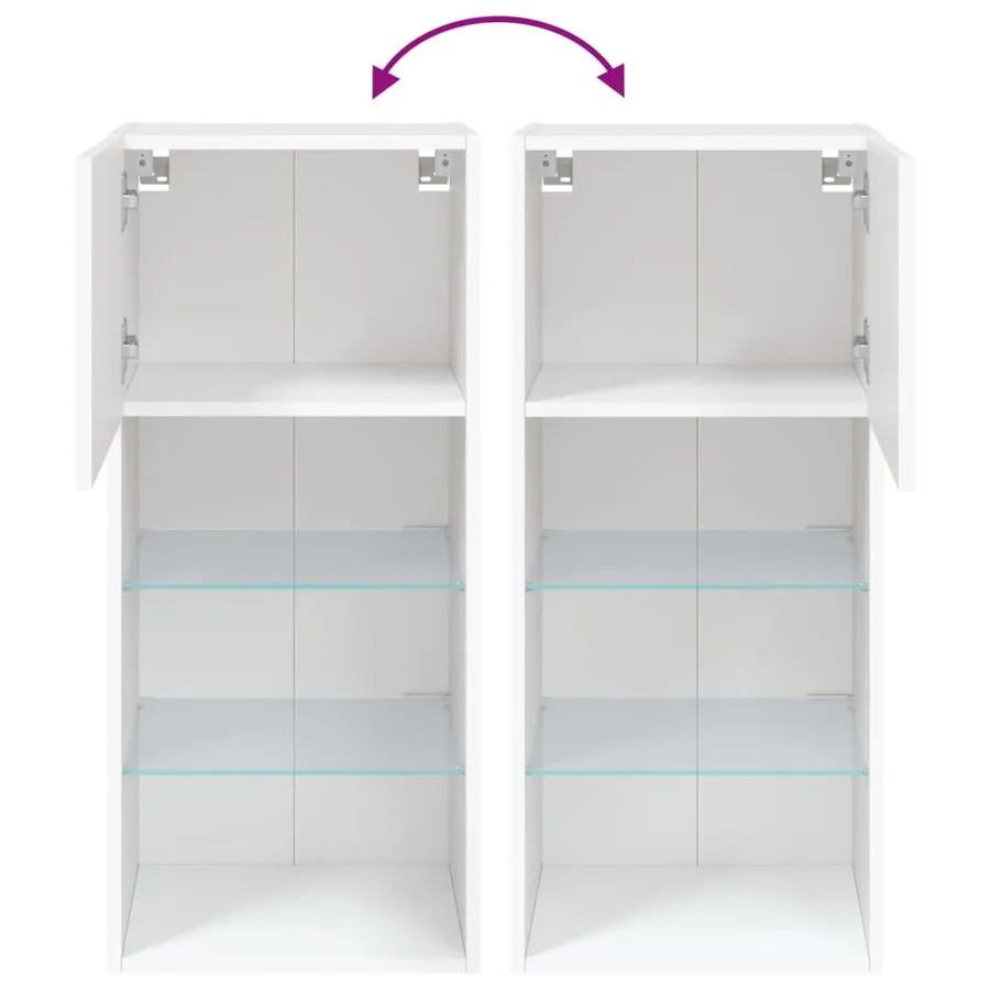 Meubles TV avec lumières LED 2 pcs blanc 40,5x30x90 cm - 12