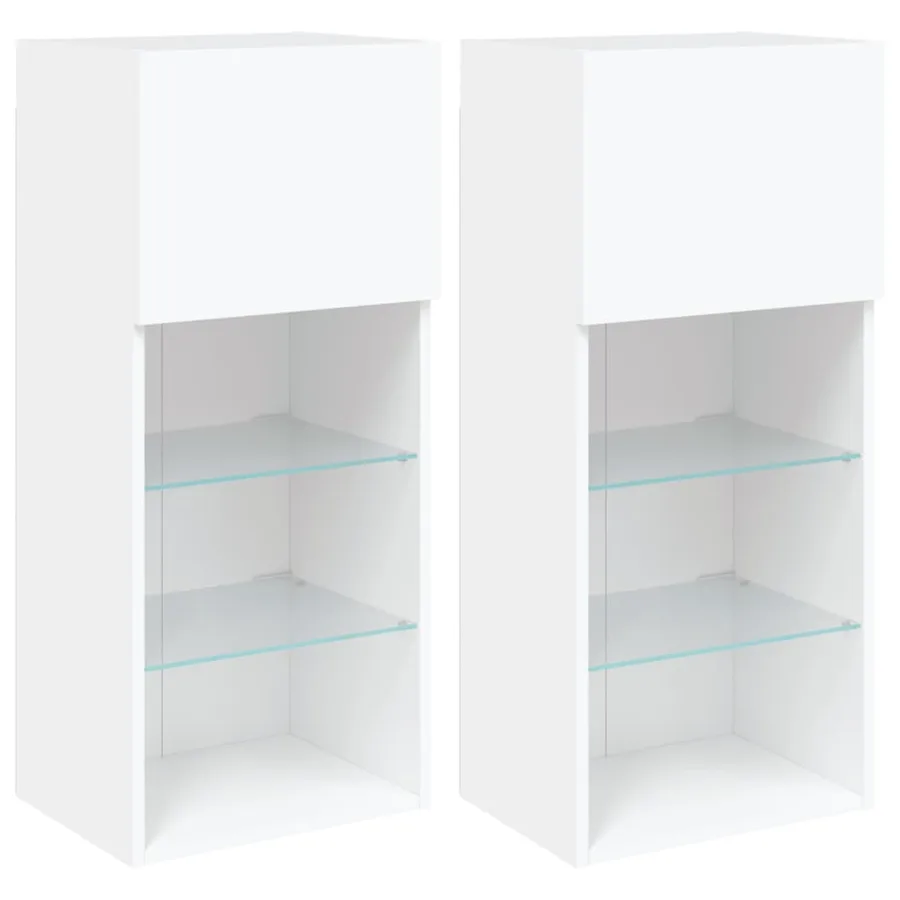Meubles TV avec lumières LED 2 pcs blanc 40,5x30x90 cm - 2