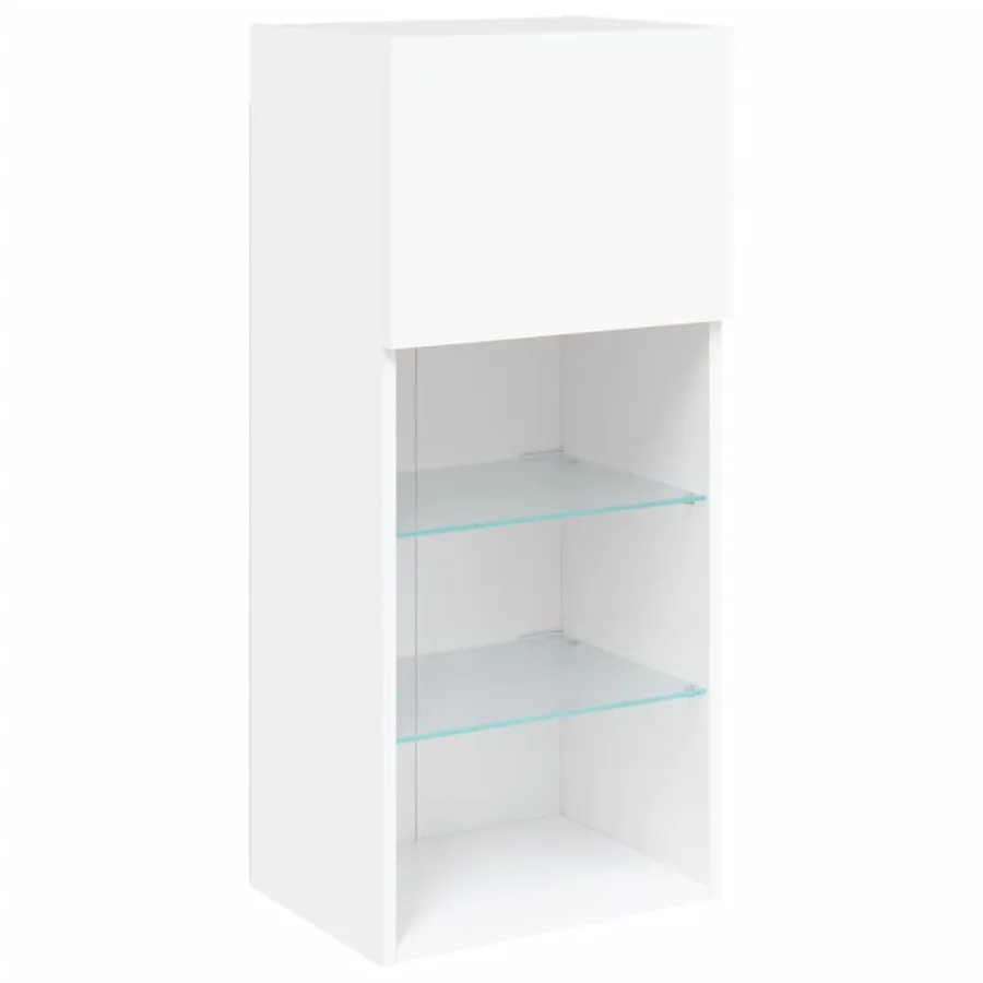Meubles TV avec lumières LED 2 pcs blanc 40,5x30x90 cm - 7
