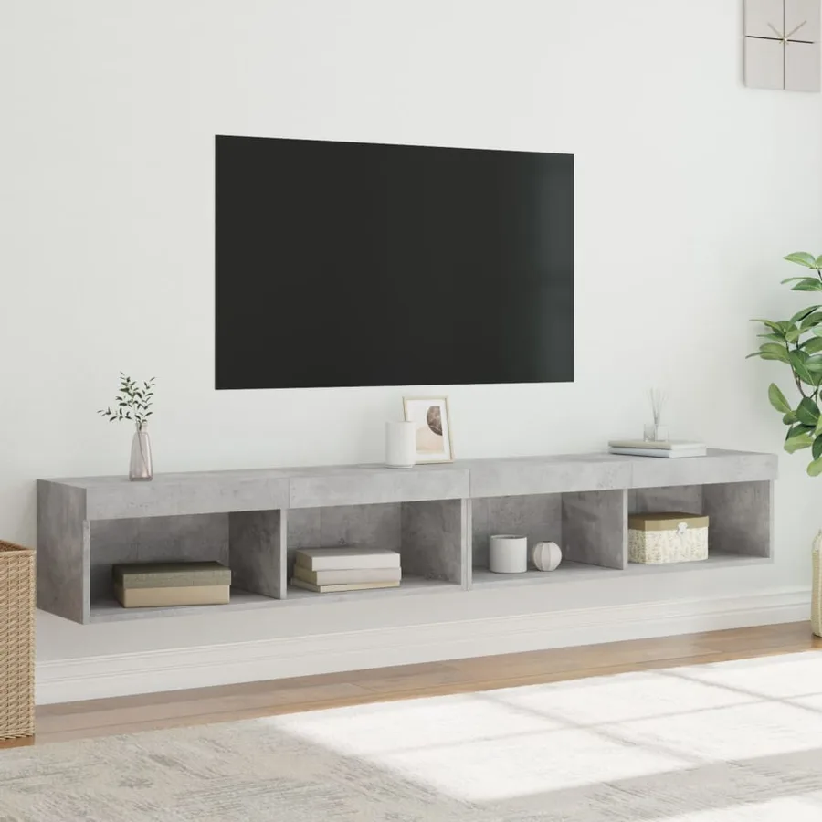 Meubles TV avec lumières LED 2 pcs gris béton 100x30x30 cm - 5