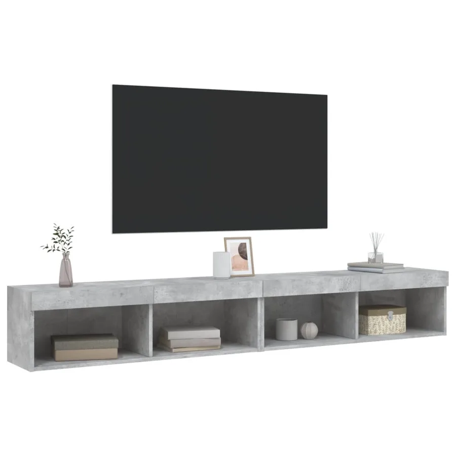 Meubles TV avec lumières LED 2 pcs gris béton 100x30x30 cm - 6