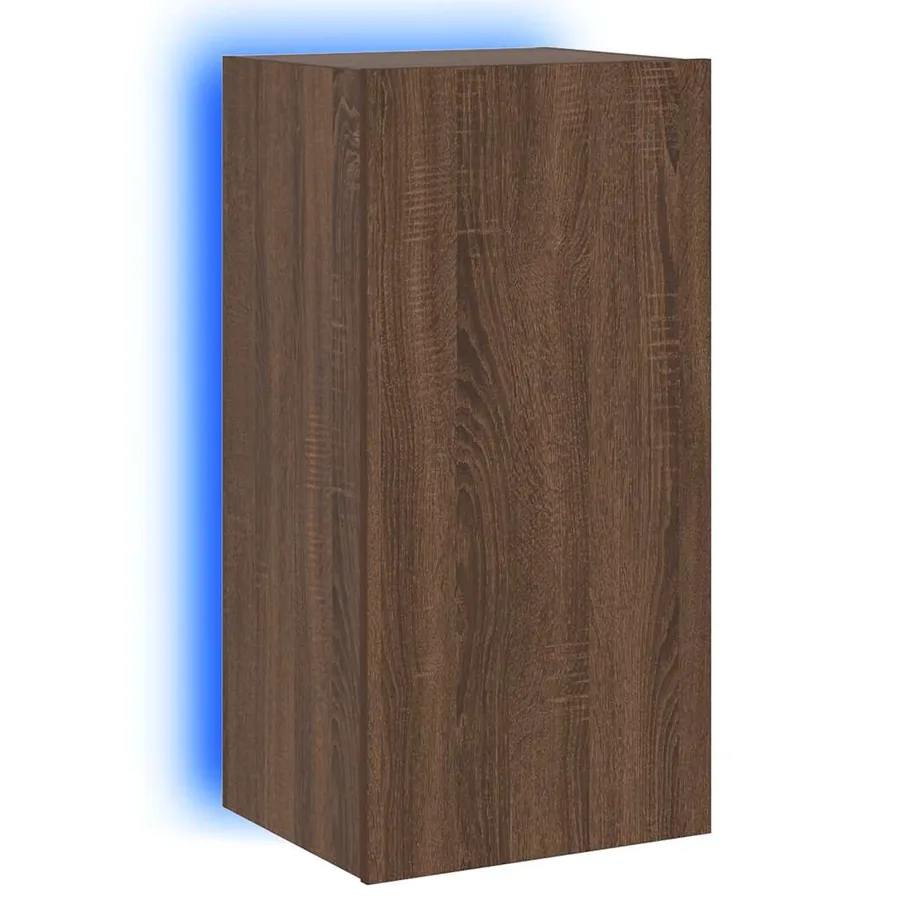 Meuble TV mural avec lumières LED chêne marron 40,5x35x80 cm - 2