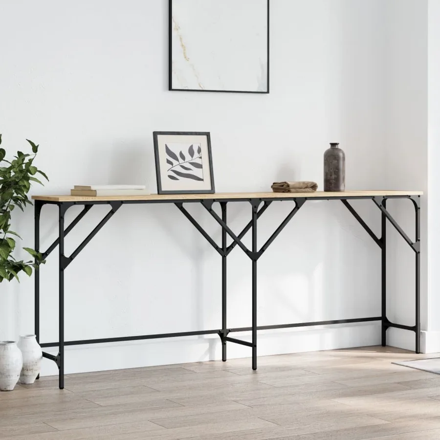 Table console chêne sonoma 180x29x75 cm bois d'ingénierie - 3