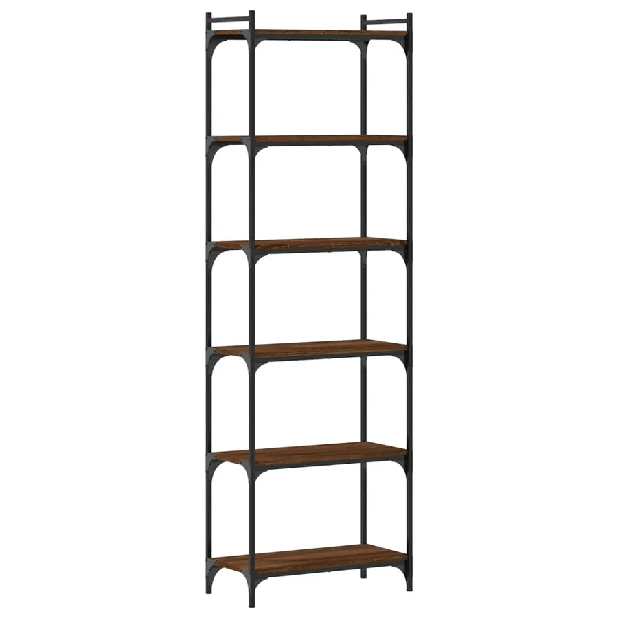 Bibliothèque 6 niveaux chêne marron 60x30x188cm bois ingénierie - 2