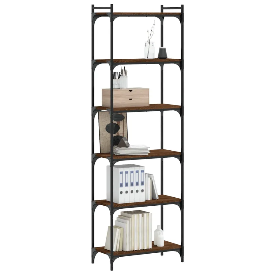 Bibliothèque 6 niveaux chêne marron 60x30x188cm bois ingénierie - 3