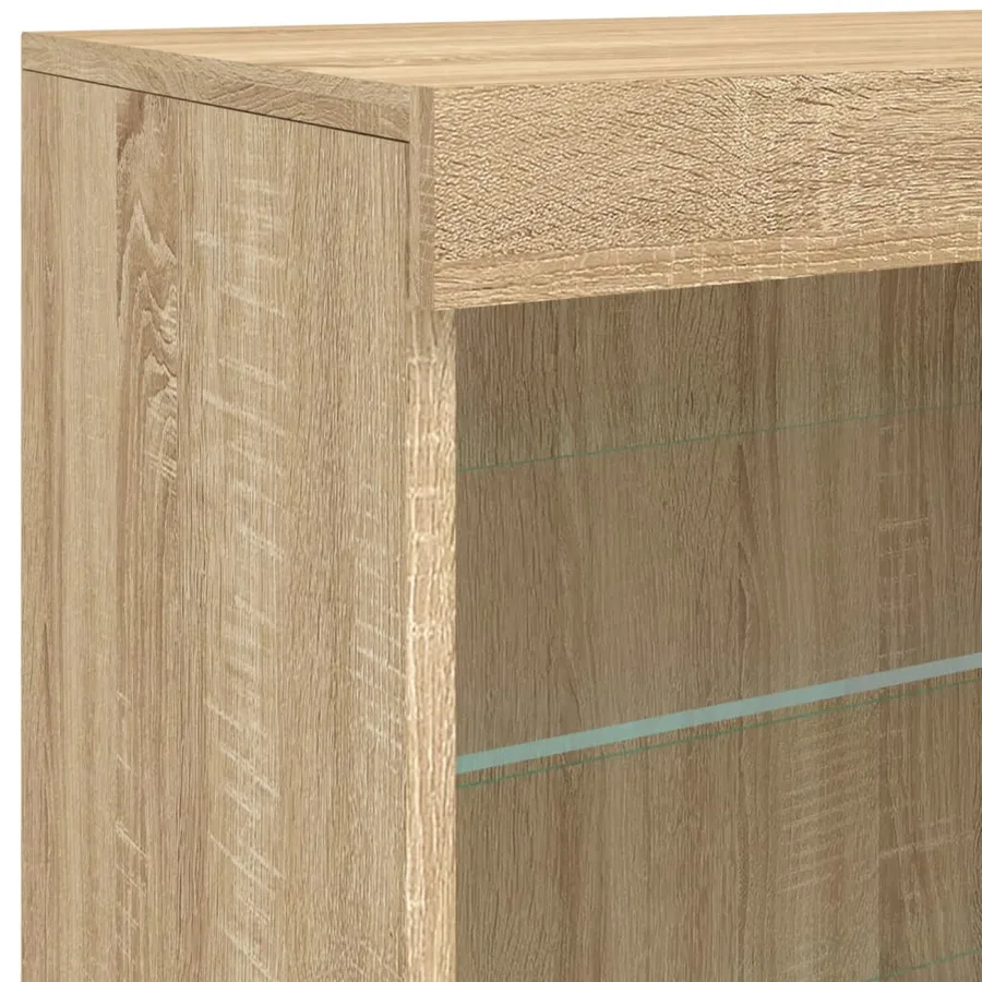 Buffet avec lumières LED chêne sonoma 142,5x37x67 cm - 12