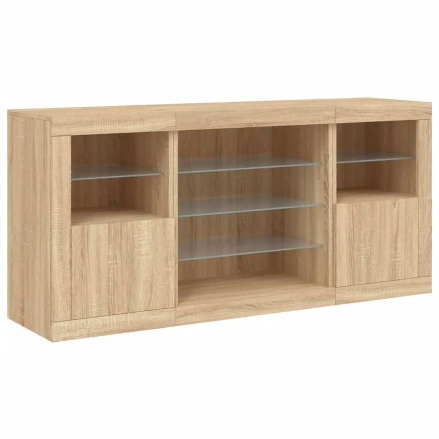 Buffet avec lumières LED chêne sonoma 142,5x37x67 cm - 5