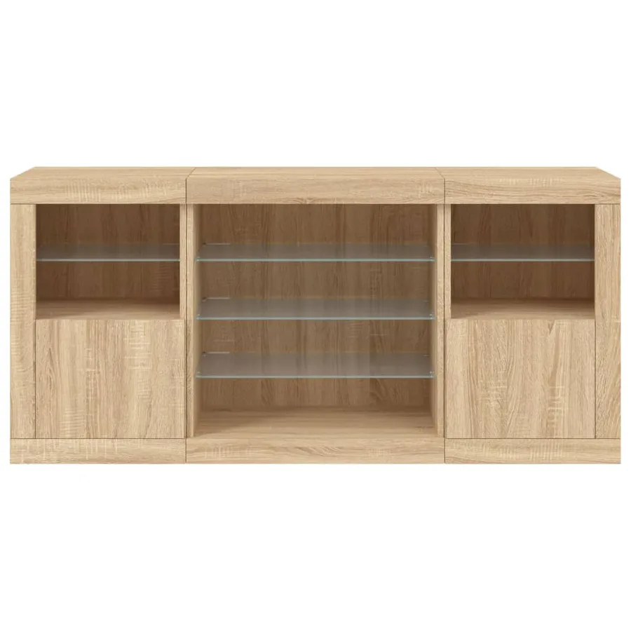 Buffet avec lumières LED chêne sonoma 142,5x37x67 cm - 6