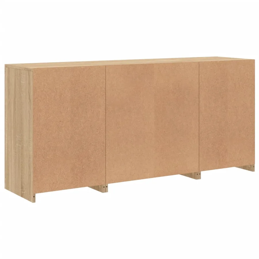 Buffet avec lumières LED chêne sonoma 142,5x37x67 cm - 8