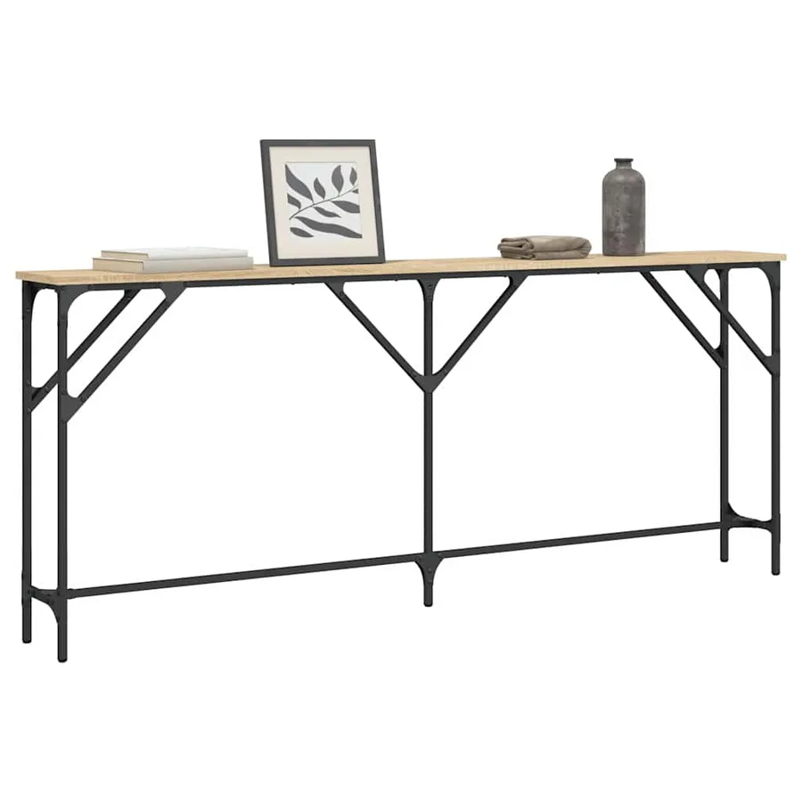 Table console chêne sonoma 180x23x75 cm bois d'ingénierie - 3