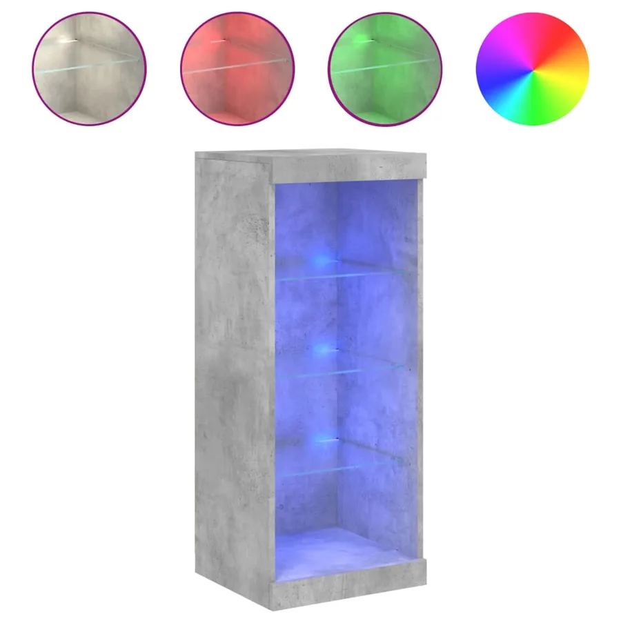 Buffet avec lumières LED gris béton 41x37x100 cm - 2