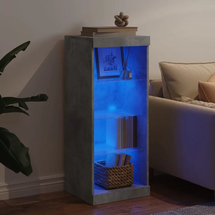 Buffet avec lumières LED gris béton 41x37x100 cm - 3