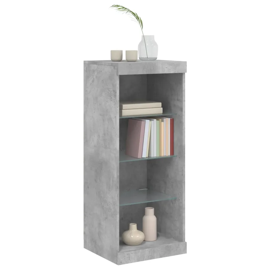 Buffet avec lumières LED gris béton 41x37x100 cm - 4
