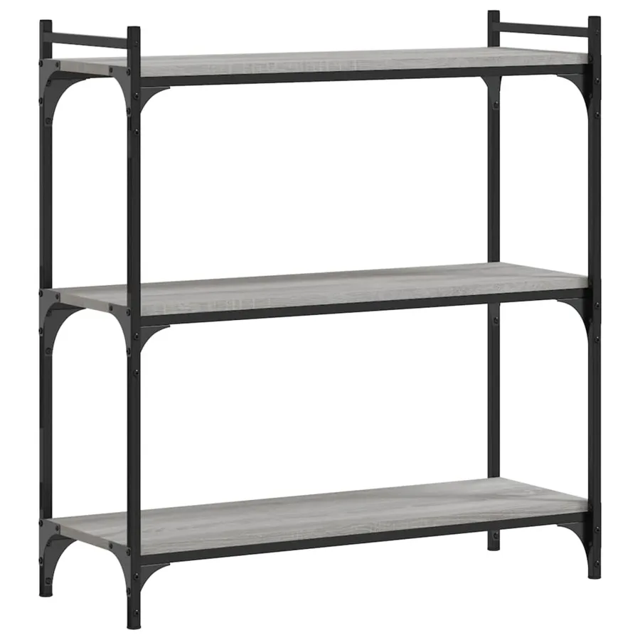 Bibliothèque 3 niveaux sonoma gris 80x30x86cm bois d'ingénierie - 2