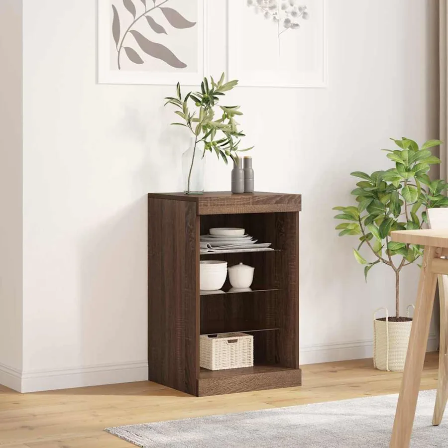 Buffet avec lumières LED chêne marron 41x37x67 cm