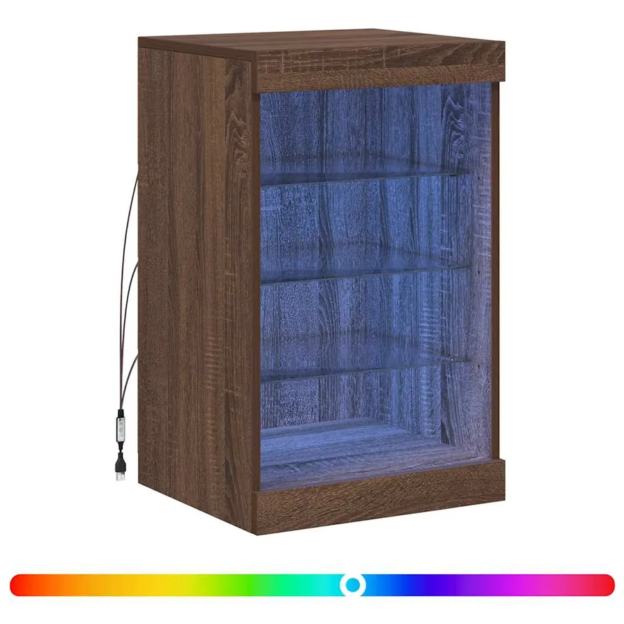 Buffet avec lumières LED chêne marron 41x37x67 cm - 2